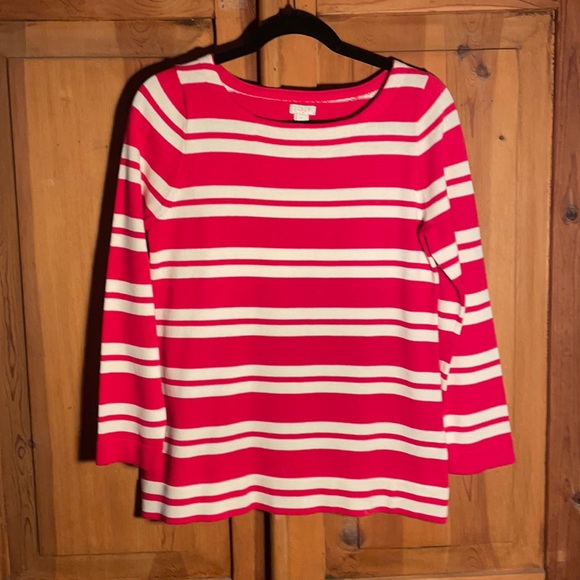 J Crew stripe sweater, red and cream, gorgeous - Picture 1 of 8